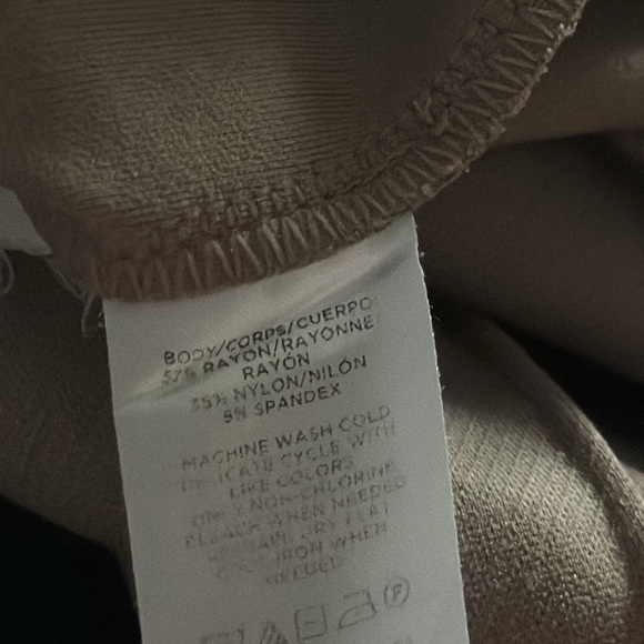 Ann Taylor tan elastic hidden waist band dude zipper straight pointe pants Sz MP - Picture 5 of 5